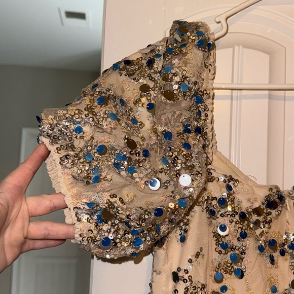 Gold Sequin Babydoll Dress - Picture 3 of 5